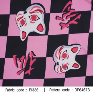 ผ้าพิมพ์หน้ากากแมว(ชมพูดำ) - primary