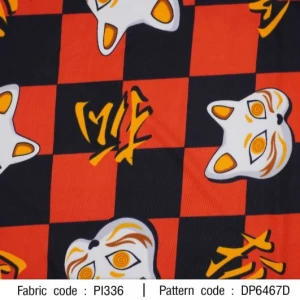 ผ้าพิมพ์หน้ากากแมว(แดงดำ) - primary