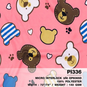 ผ้าพิมพ์หน้าหมีน้อย(ชมพู) - primary