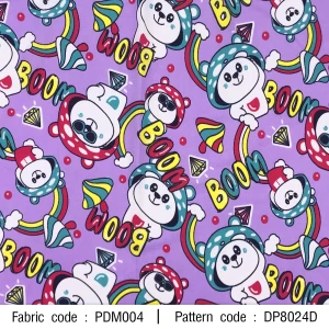 ผ้าพิมพ์หมี BOOM(ม่วง) - primary