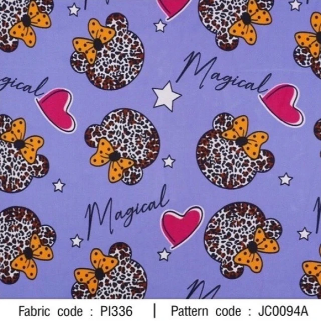 ผ้าพิมพ์หมี magical(ม่วง)