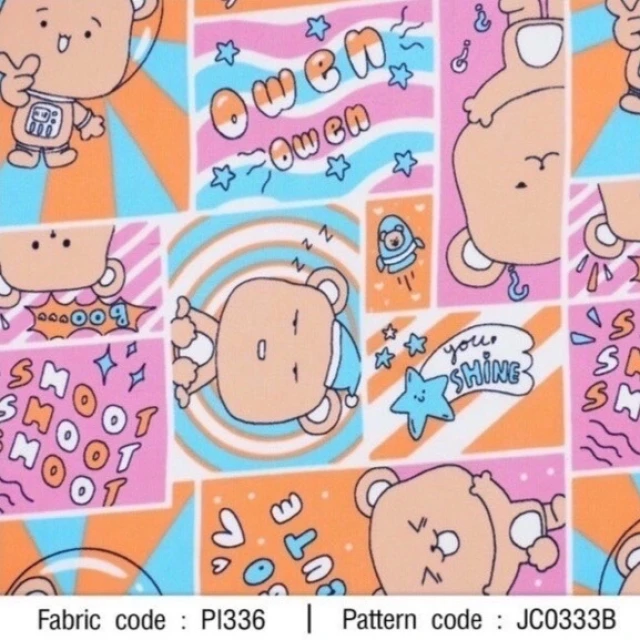 ผ้าพิมพ์หมี Owen(ชมพู)