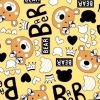 ผ้าพิมพ์หมีติดโบว์(เหลือง) 