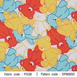 ผ้าพิมพ์หมีพาสเทล(เหลืองแดง) - primary