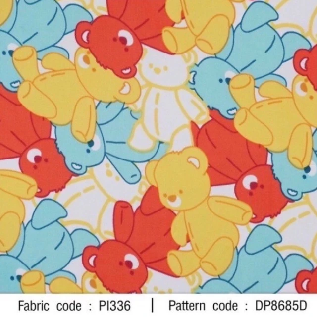 ผ้าพิมพ์หมีพาสเทล(เหลืองแดง)