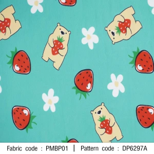 ผ้าพิมพ์หมีสตอเบอรี่(เขียว) - primary