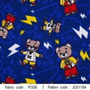 ผ้าพิมพ์หมีสายฟ้า(น้ำเงิน) - primary