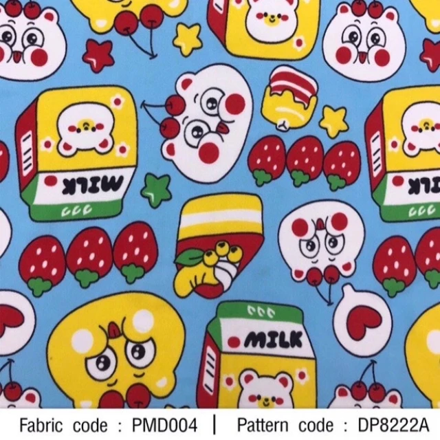 ผ้าพิมพ์หมีเชอรี่(ฟ้า)