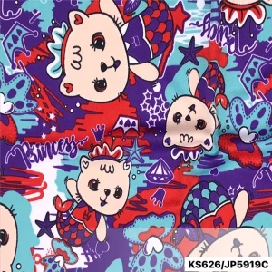 ผ้าพิมพ์หมีเมอเมด(ม่วง-มิ้นท์) - primary