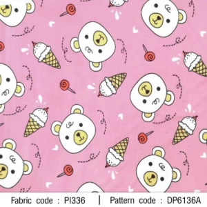 ผ้าพิมพ์หมีไอติม(ชมพู) - primary