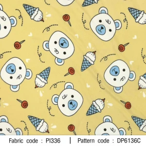 ผ้าพิมพ์หมีไอติม(เหลือง) - primary
