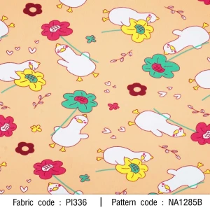 ผ้าพิมพ์ห่านดอกไม้(ส้ม) - primary