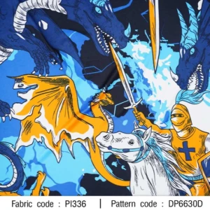 ผ้าพิมพ์อัศวินมังกร(กรมน้ำเงิน) - primary