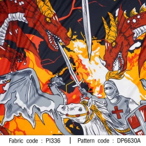 ผ้าพิมพ์อัศวินมังกร(ดำน้ำตาล) - primary