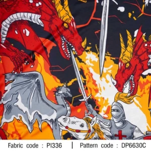 ผ้าพิมพ์อัศวินมังกร(ดำแดง) - primary