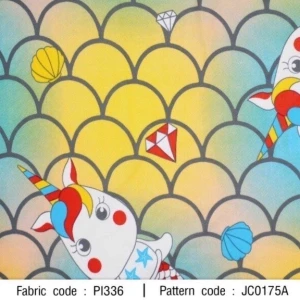 ผ้าพิมพ์เกล็ดนางเงือกยูนิคอร์น(ฟ้าเหลือง) - primary