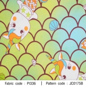 ผ้าพิมพ์เกล็ดนางเงือกยูนิคอร์น(เขียวฟ้า) - primary