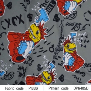 ผ้าพิมพ์เทพีไดโน(เทา) - primary