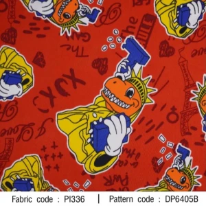 ผ้าพิมพ์เทพีไดโน(แดง) - primary