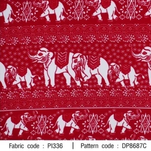 ผ้าพิมพ์เบบี้ช้าง(แดง) - primary