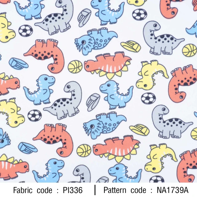 ผ้าพิมพ์เบบี้ไดโน(ขาว)