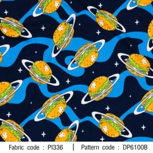 ผ้าพิมพ์เบอร์เกอร์(น้ำเงิน) - primary