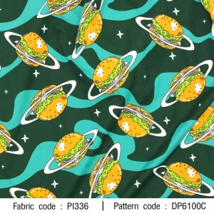 ผ้าพิมพ์เบอร์เกอร์(เขียว) - primary