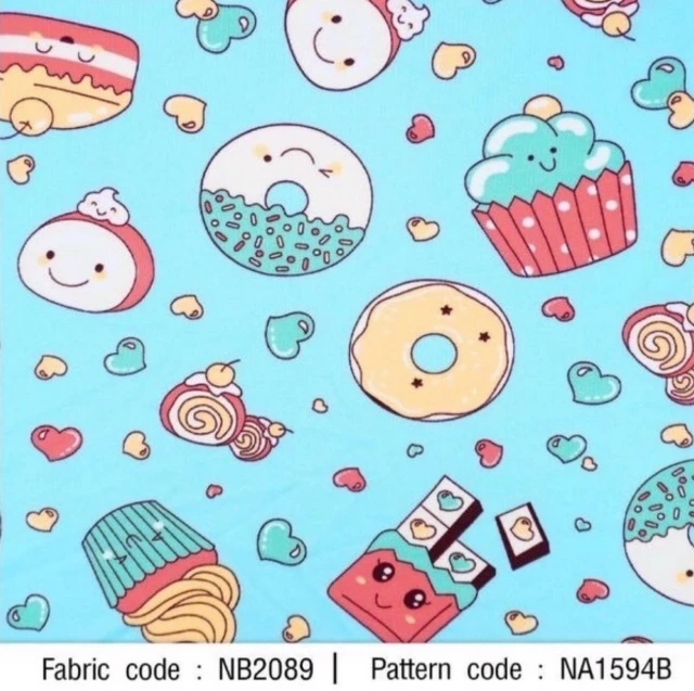 ผ้าพิมพ์เบเกอรี่(ฟ้ามิ้นท์)