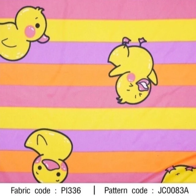 ผ้าพิมพ์เป็ดริ้วๆ(ชมพูเหลือง)