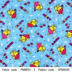 ผ้าพิมพ์เป็ดเชอร์รี่(ฟ้า) - primary