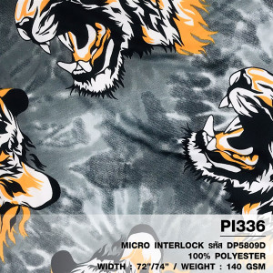 ผ้าพิมพ์เสือคำราม(เทา) - primary
