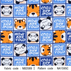 ผ้าพิมพ์เสือแพนด้า(น้ำเงินฟ้า)