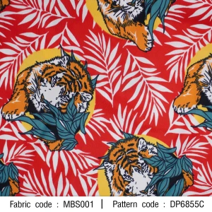 ผ้าพิมพ์เสือใบไม้(แดง) - primary