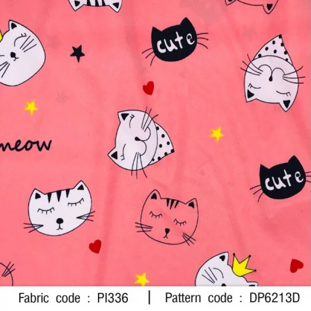 ผ้าพิมพ์แมวCute(ชมพู)