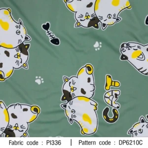ผ้าพิมพ์แมวก้างปลา(เขียว) - primary