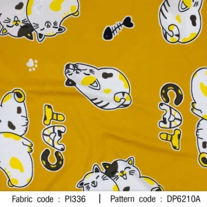 ผ้าพิมพ์แมวก้างปลา(เหลือง) - primary