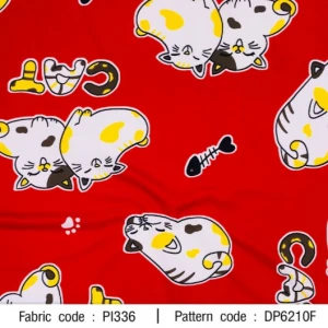 ผ้าพิมพ์แมวก้างปลา(แดง) - primary