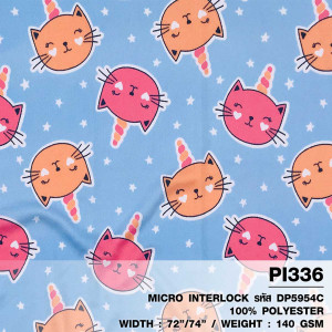 ผ้าพิมพ์แมวปาร์ตี้(ฟ้า) - primary