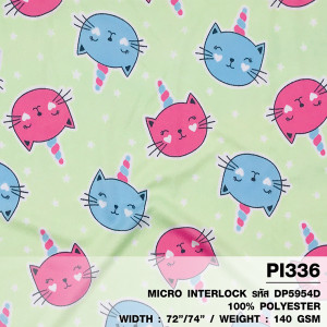 ผ้าพิมพ์แมวปาร์ตี้(เขียว) - primary