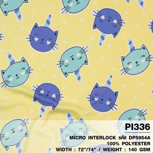 ผ้าพิมพ์แมวปาร์ตี้(เหลือง) - primary