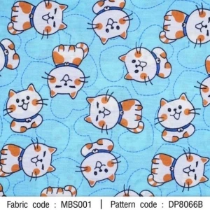 ผ้าพิมพ์แมวหัวใจ(ฟ้า) - primary