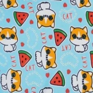 ผ้าพิมพ์แมวเลิฟแตงโม(ฟ้า) - primary