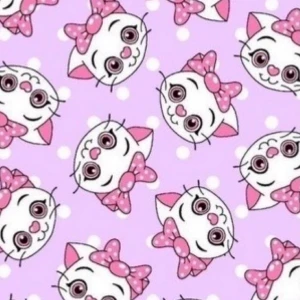 ผ้าพิมพ์แมวเหมียวจุด(ม่วง)