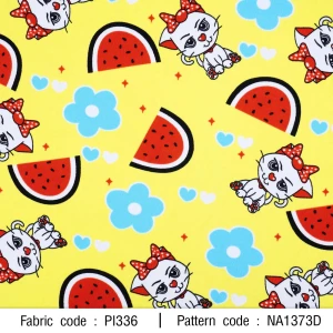 ผ้าพิมพ์แมวแตงโม(เหลือง) - primary