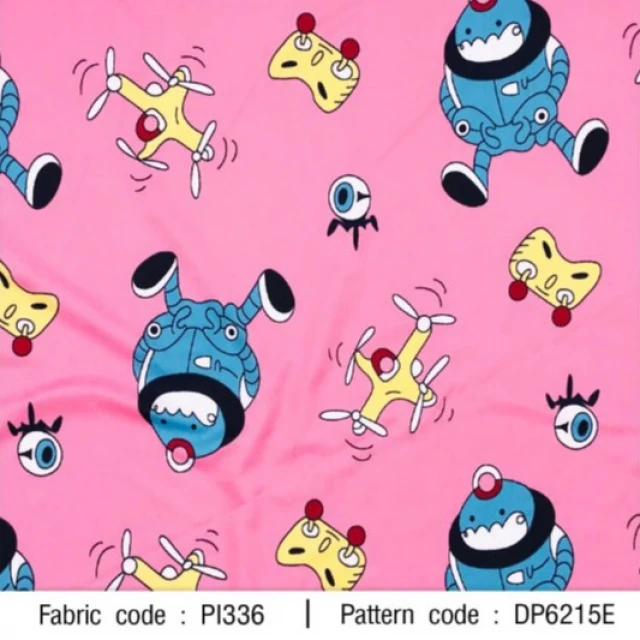 ผ้าพิมพ์โรบอทเกมส์(ชมพู)