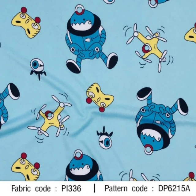 ผ้าพิมพ์โรบอทเกมส์(ฟ้า)