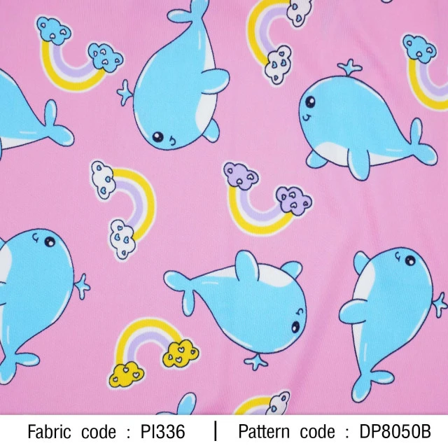 ผ้าพิมพ์โลมาสายรุ้ง(ชมพู)