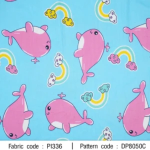 ผ้าพิมพ์โลมาสายรุ้ง(ฟ้า) - primary