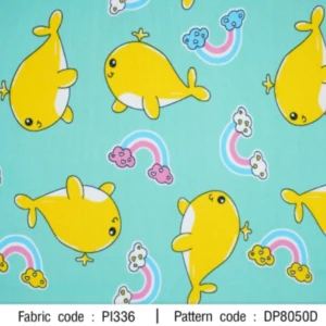 ผ้าพิมพ์โลมาสายรุ้ง(เขียว) - primary