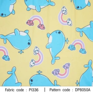 ผ้าพิมพ์โลมาสายรุ้ง(เหลือง) - primary